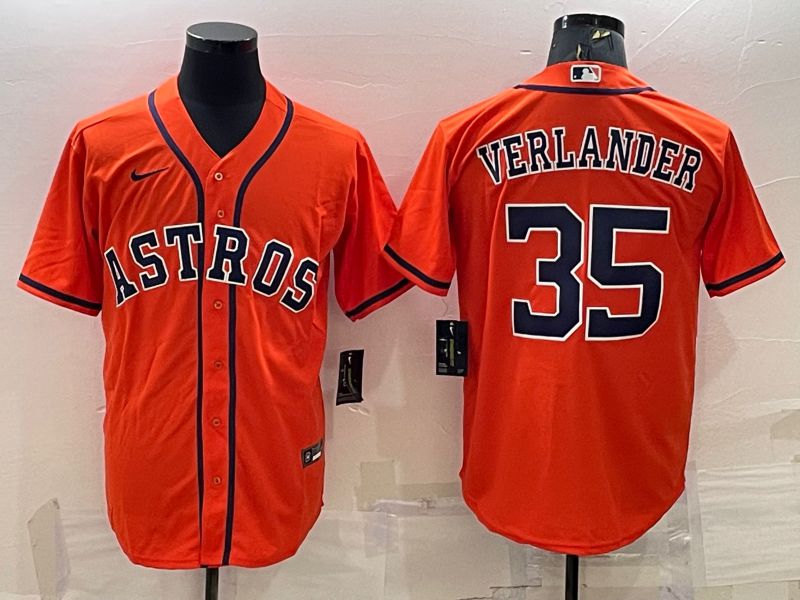 Men Houston Astros 35 Verlander Orange Game Nike 2022 MLB Jersey